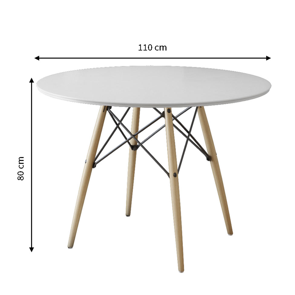 Mesa de Jantar Redonda Eiffel Wood Branco 110 cm