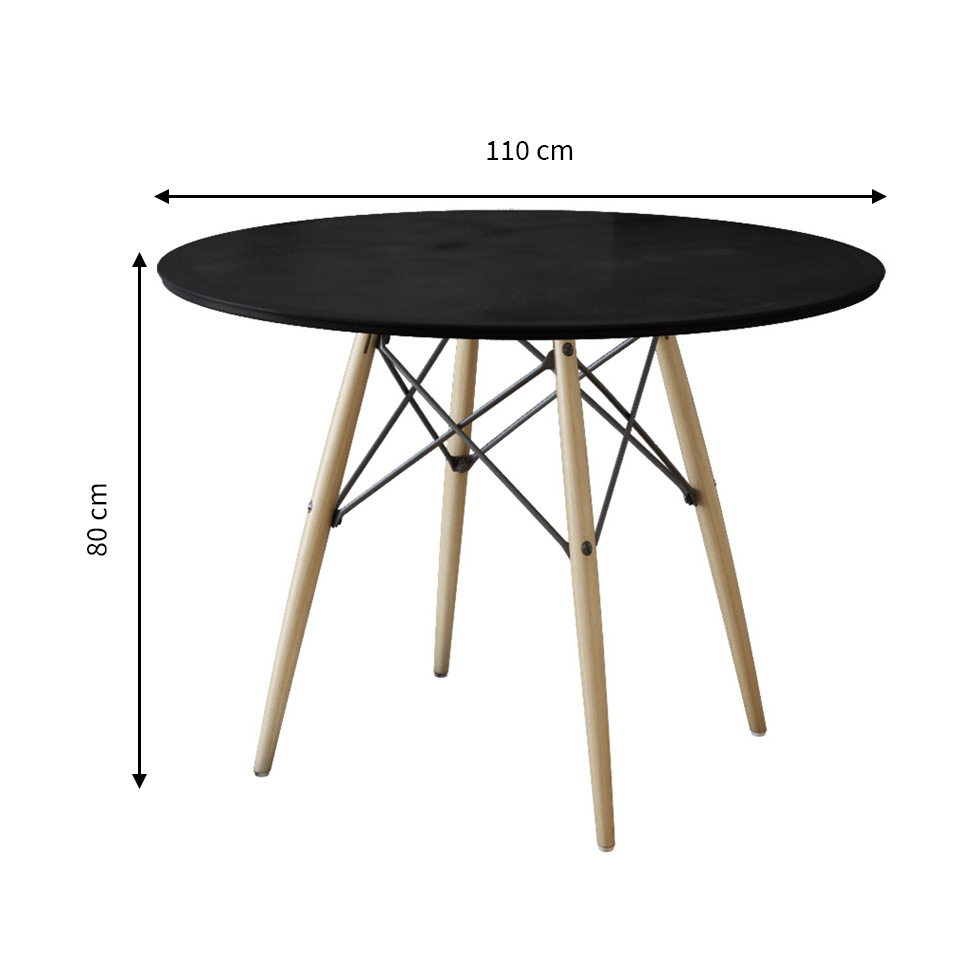 Mesa de Jantar Redonda Eiffel Wood Preto 110 cm