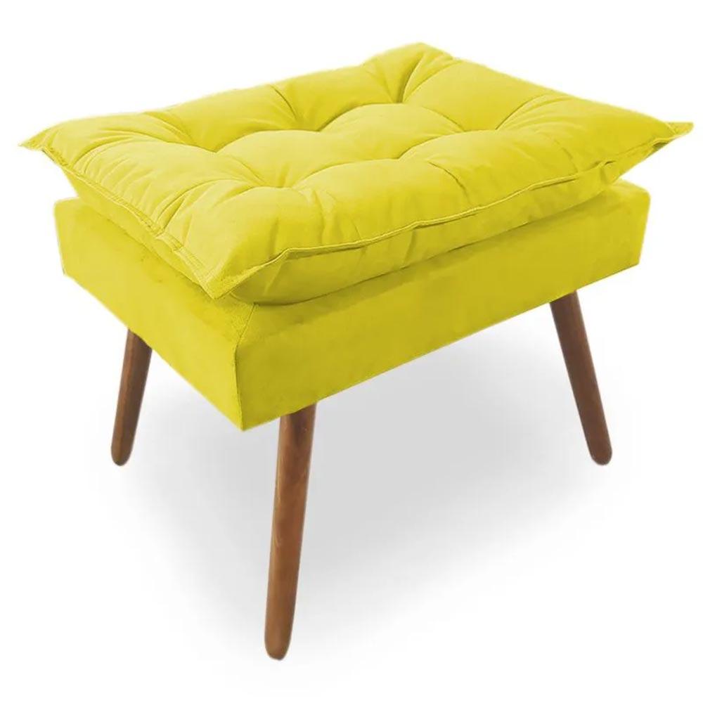 Combo Poltrona Decorativa Opala Deluxe com Puff Suede Amarelo