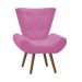 Kit Poltrona Decorativa com Puff Bella Pés Madeira Suede Rosa