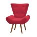 Kit Poltrona Decorativa com Puff Bella Pés Madeira Suede Vermelho