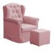 Poltrona Amamentação Balanço Manu com Puff Suede Rosa