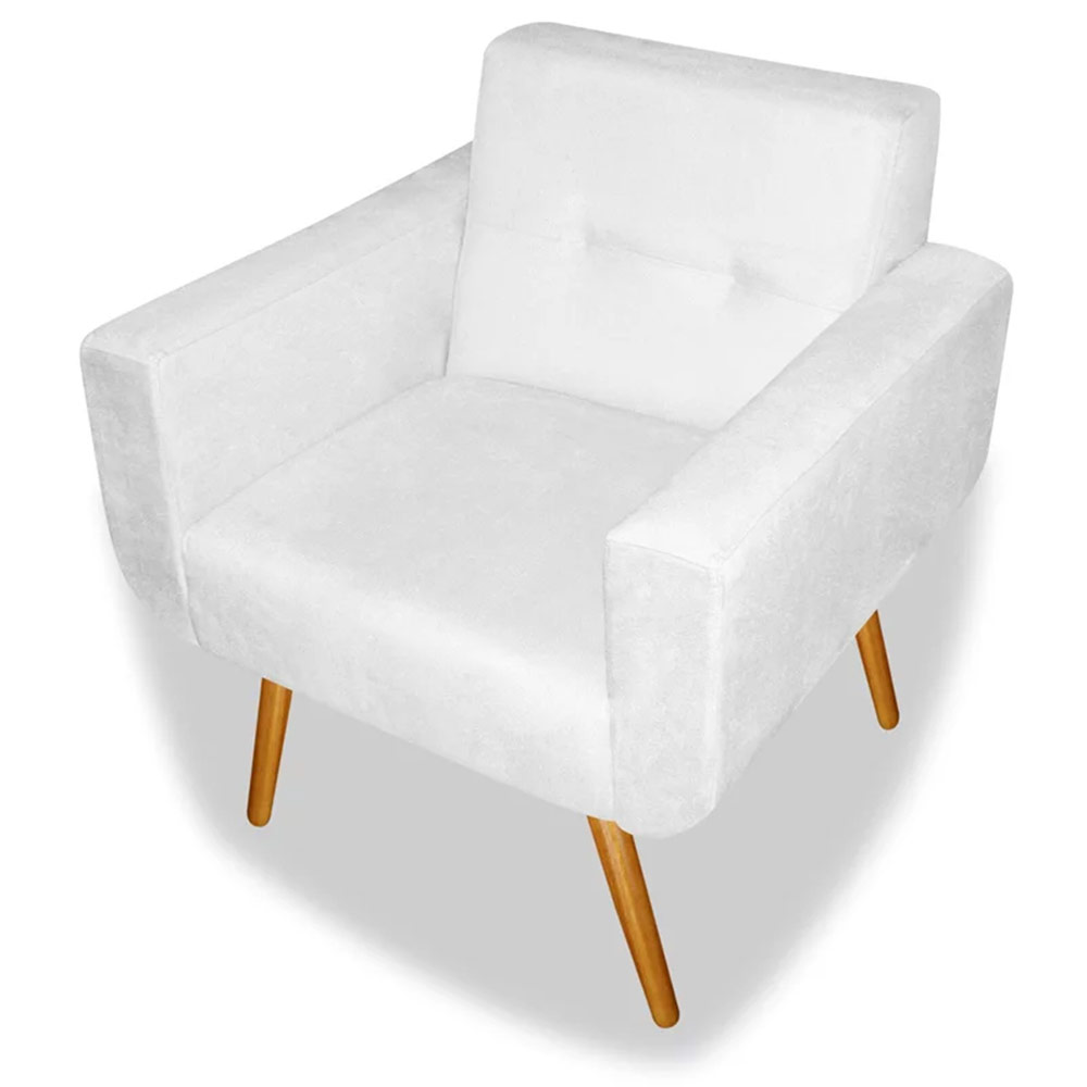 Poltrona Decorativa Anitta Corino Branco - Shop da Mobilia