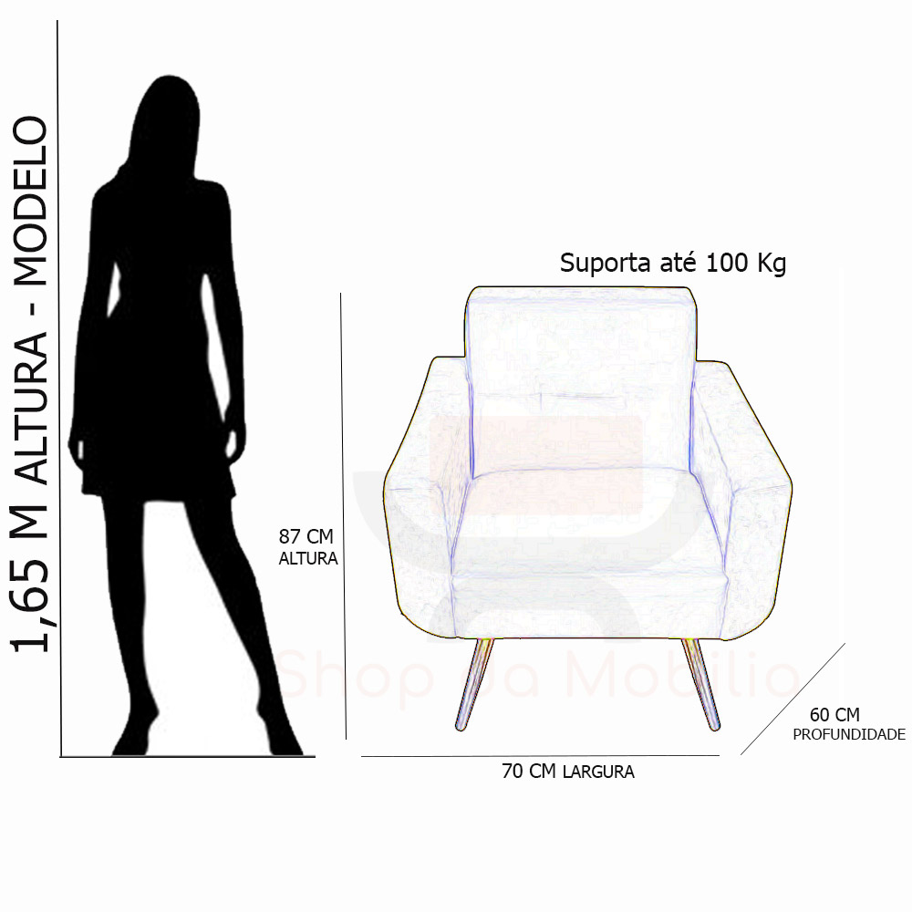 Poltrona Decorativa Anitta Corino Branco - Shop da Mobilia