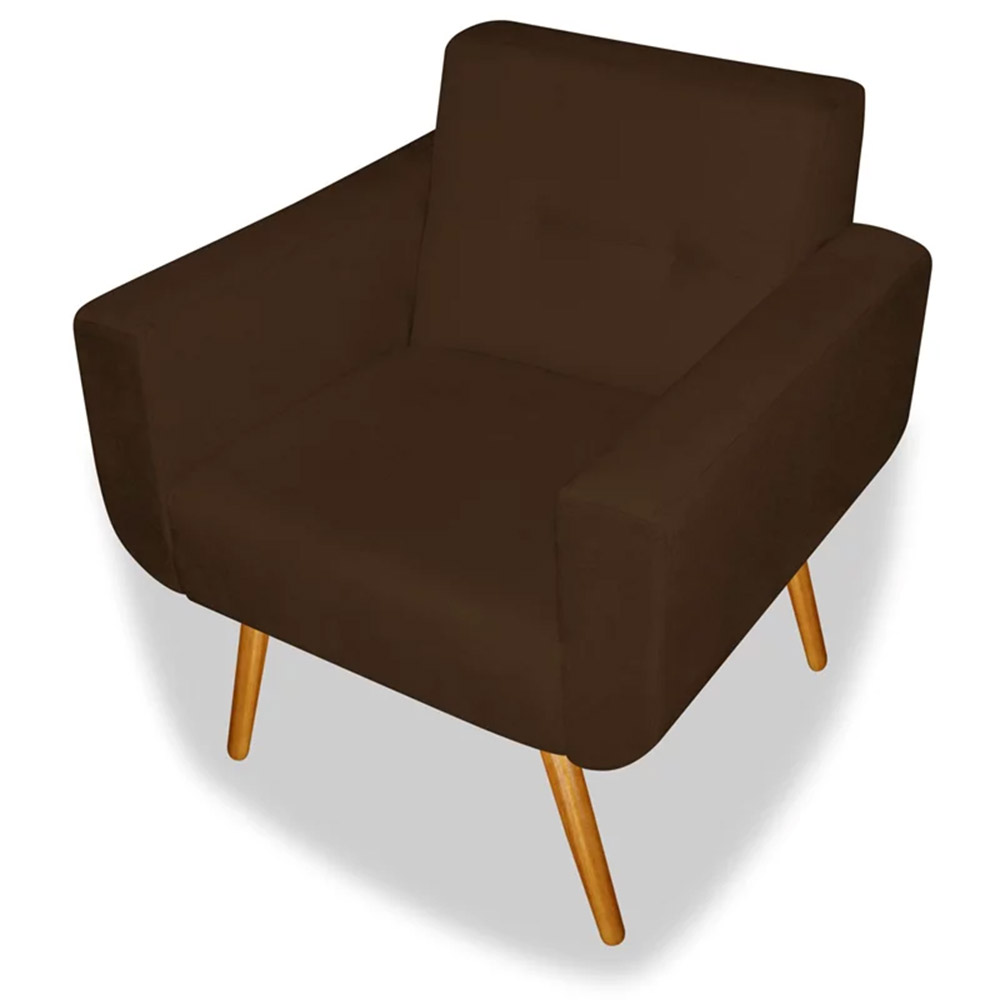 Poltrona Decorativa Anitta Corino Marrom - Shop da Mobilia