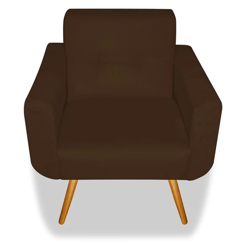 Poltrona Decorativa Anitta Corino Marrom - Shop da Mobilia