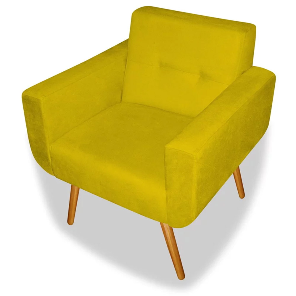 Poltrona Decorativa Anitta Suede Amarelo - Shop da Mobilia