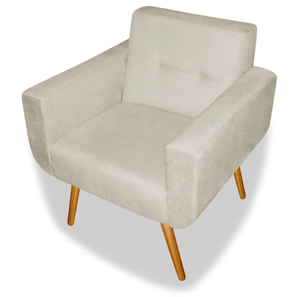 Poltrona Decorativa Anitta Suede Bege - Shop da Mobilia