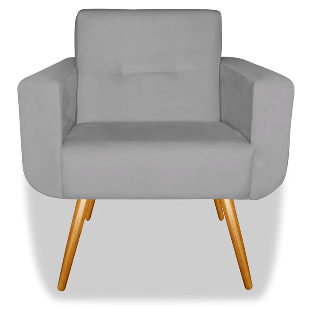 Poltrona Decorativa Anitta Suede Cinza - Shop da Mobilia