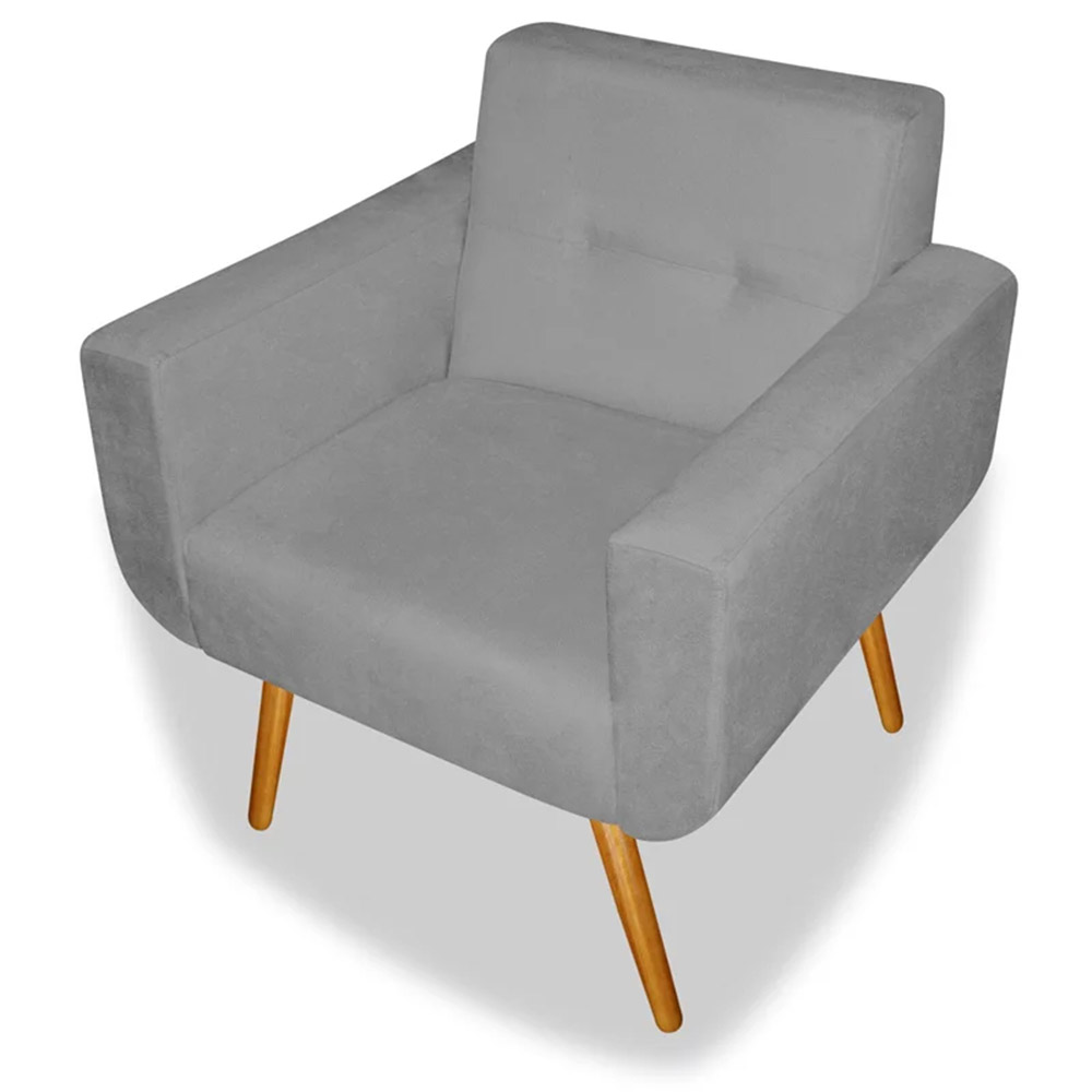 Poltrona Decorativa Anitta Suede Cinza - Shop da Mobilia