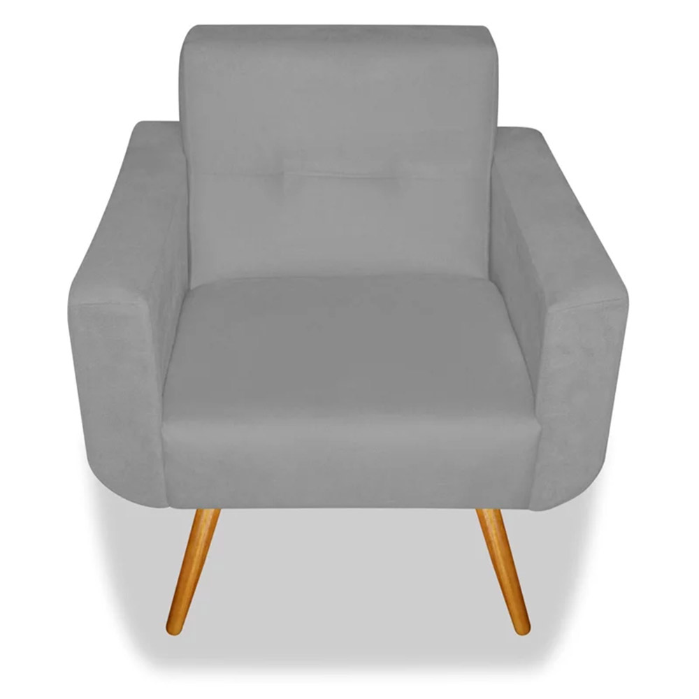 Poltrona Decorativa Anitta Suede Cinza - Shop da Mobilia