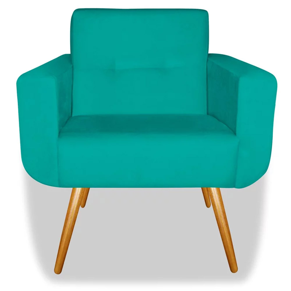 Poltrona Decorativa Anitta Suede Turquesa - Shop da Mobilia