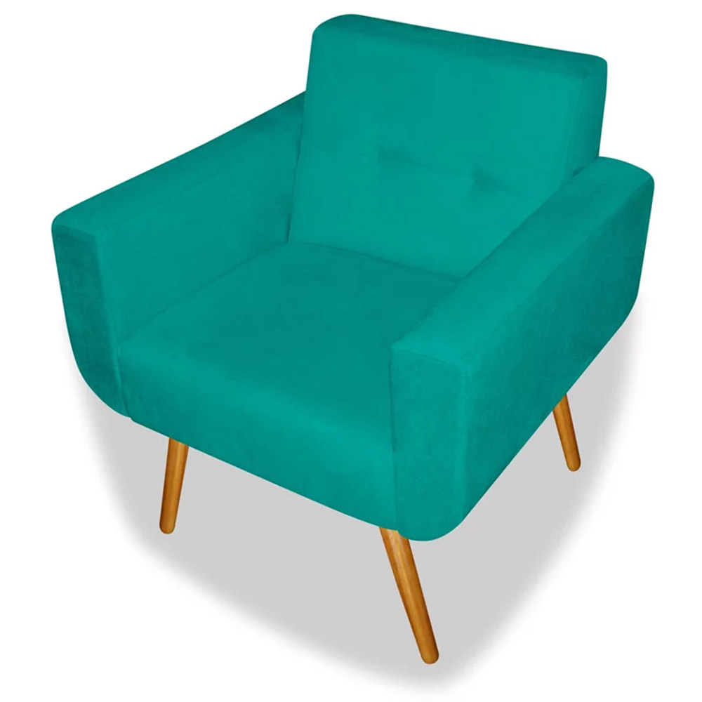 Poltrona Decorativa Anitta Suede Turquesa - Shop da Mobilia