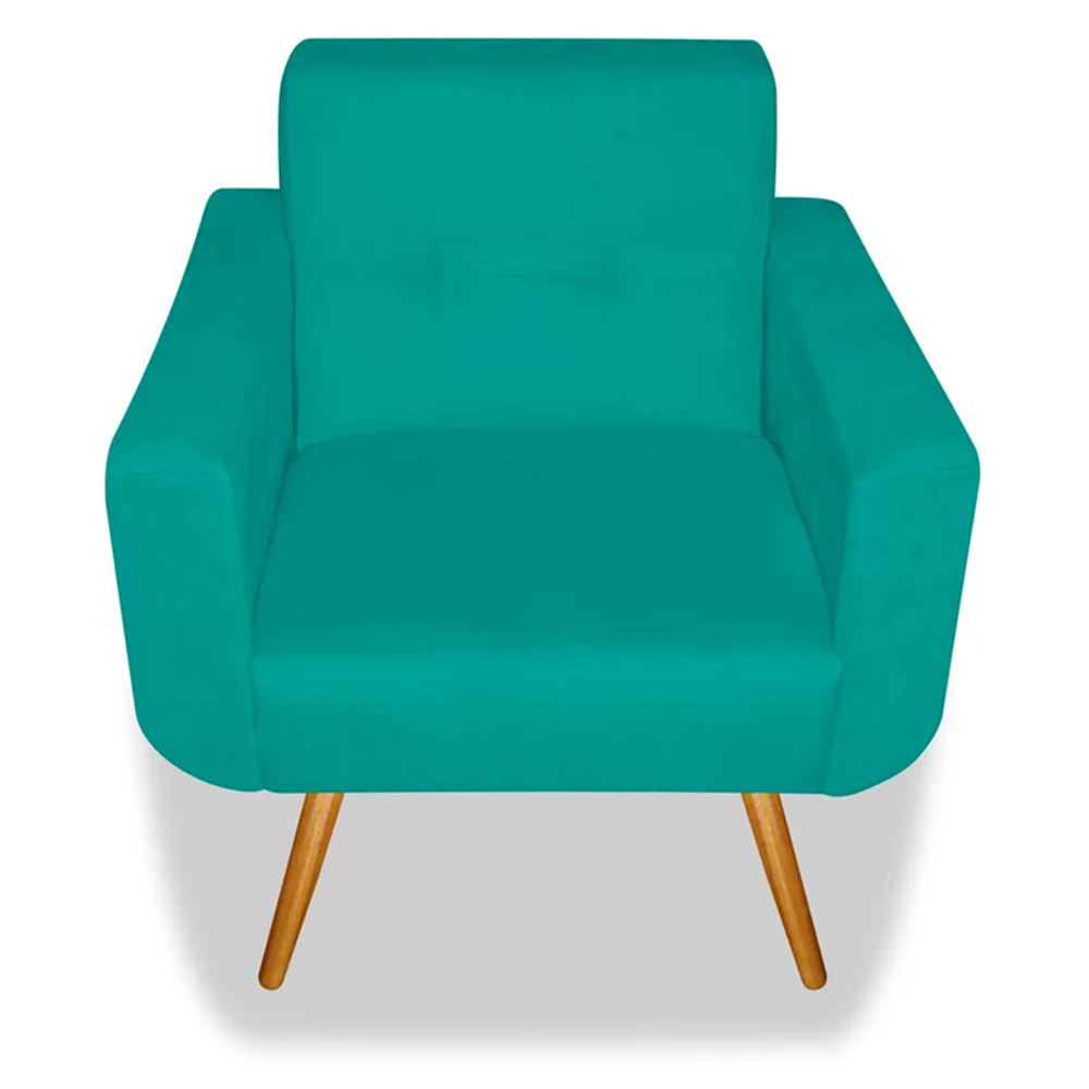 Poltrona Decorativa Anitta Suede Turquesa - Shop da Mobilia