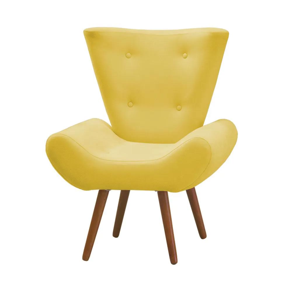 Poltrona Decorativa Bella Suede Amarelo - Shop da Mobilia