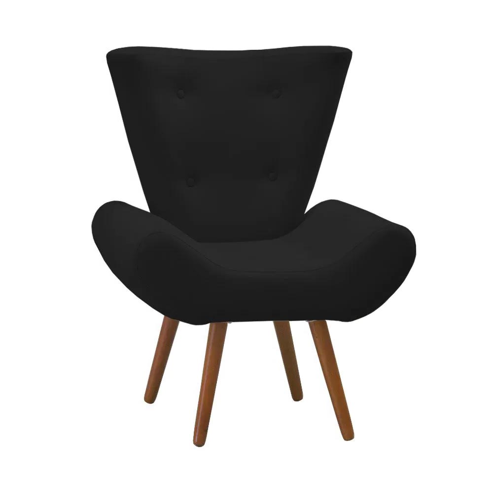 Poltrona Decorativa Bella Suede Preto - Shop da Mobilia