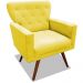 Poltrona Decorativa Julieta Pés Madeira Suede Amarelo