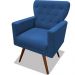 Poltrona Decorativa Julieta Pés Madeira Suede Azul Marinho