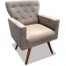 Poltrona Decorativa Julieta Pés Madeira Suede Bege