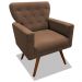 Poltrona Decorativa Julieta Pés Madeira Suede Marrom