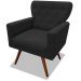 Poltrona Decorativa Julieta Pés Madeira Suede Preto