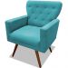 Poltrona Decorativa Julieta Pés Madeira Suede Turquesa