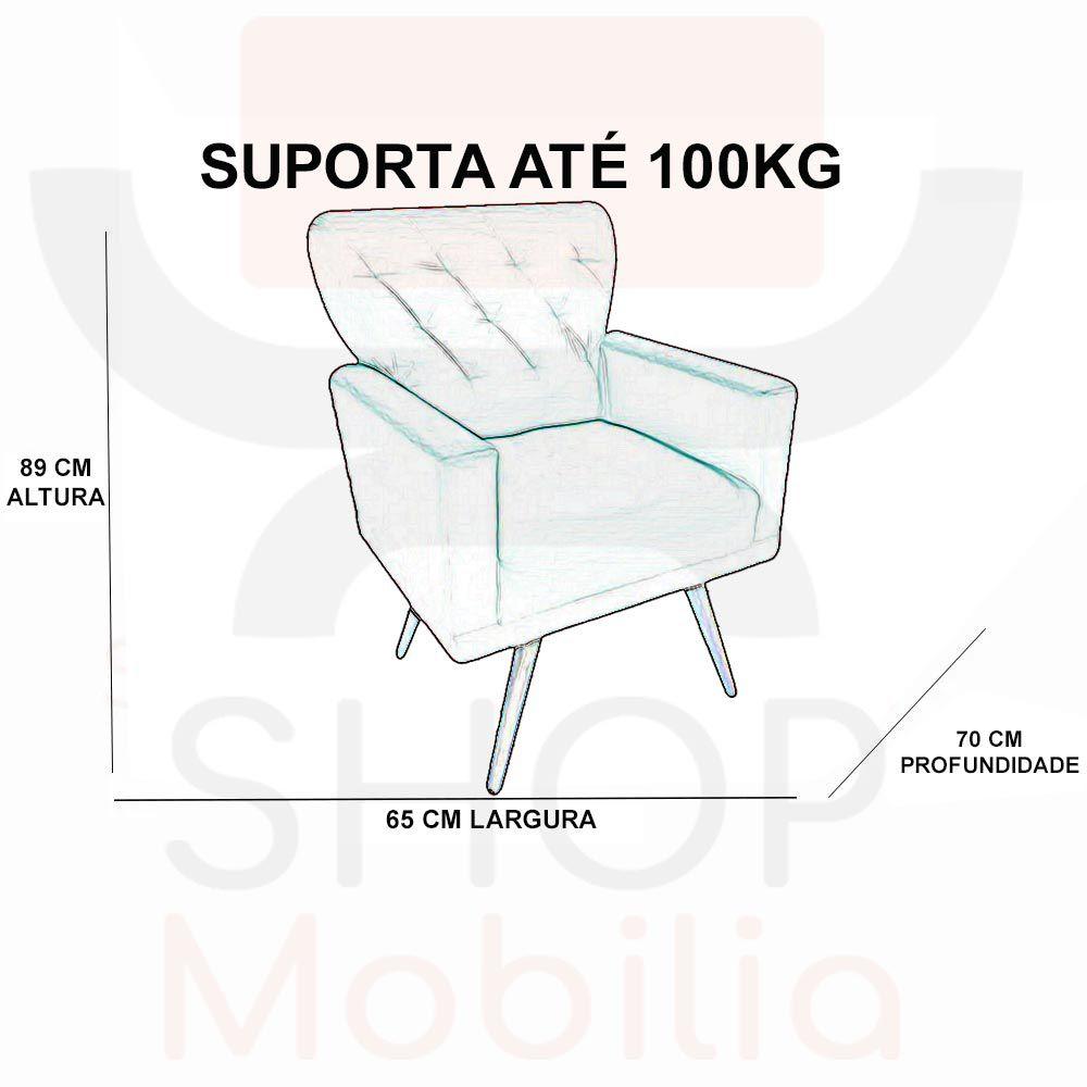 Poltrona Decorativa Julieta Pés Madeira Suede Turquesa