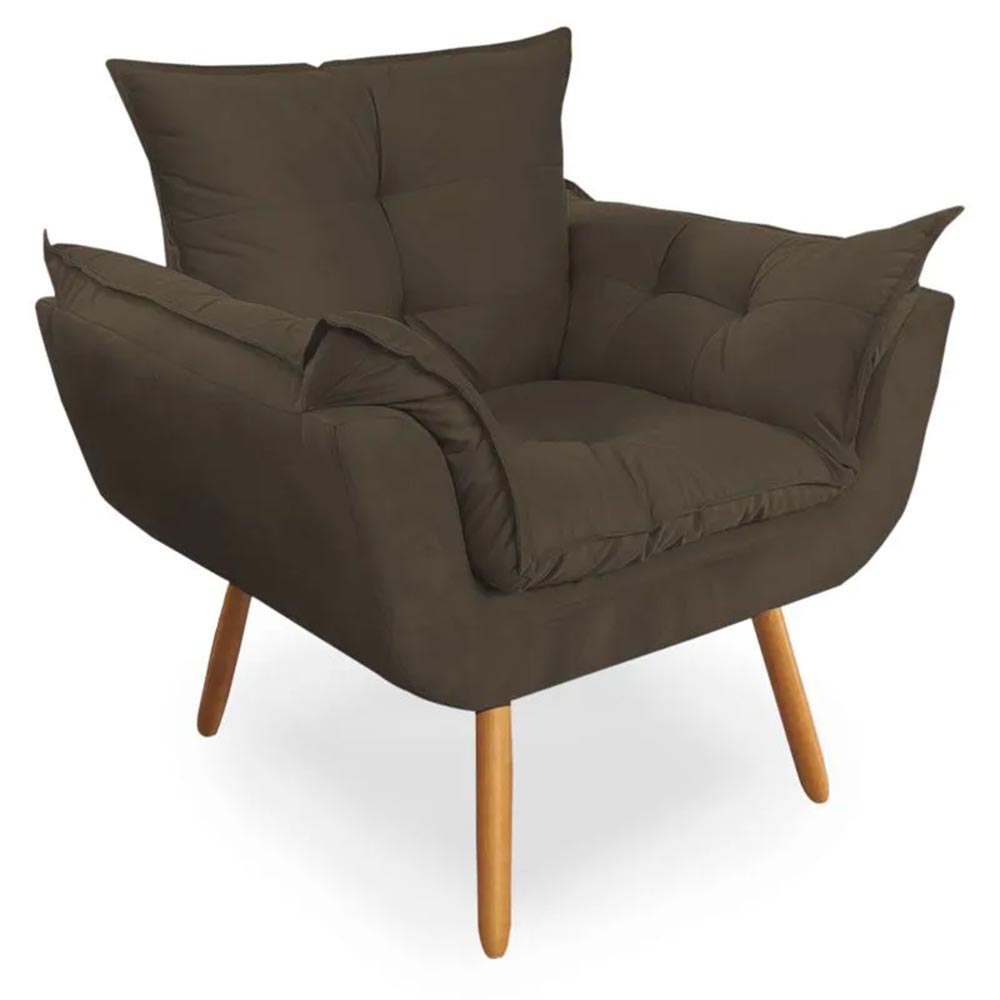 Poltrona Decorativa Opala Deluxe Corino Marrom - Shop da Mobilia