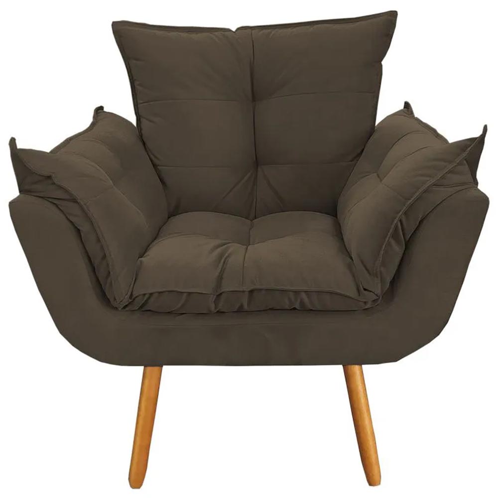 Poltrona Decorativa Opala Deluxe Corino Marrom - Shop da Mobilia