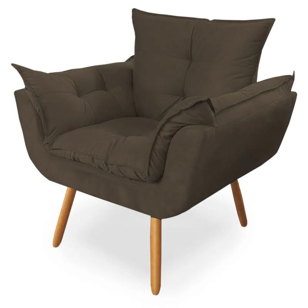 Poltrona Decorativa Opala Deluxe Corino Marrom - Shop da Mobilia