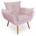 Poltrona Decorativa Opala Deluxe Suede Rosa Bebê - Shop da Mobilia