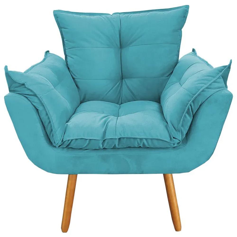 Poltrona Decorativa Opala Deluxe Suede Turquesa - Shop da Mobilia