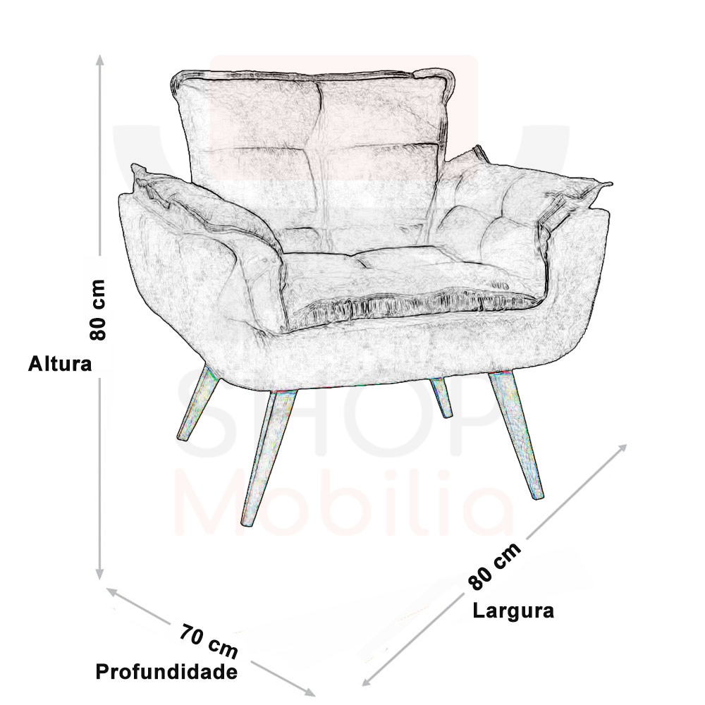 Poltrona Decorativa Opala Deluxe Suede Turquesa - Shop da Mobilia