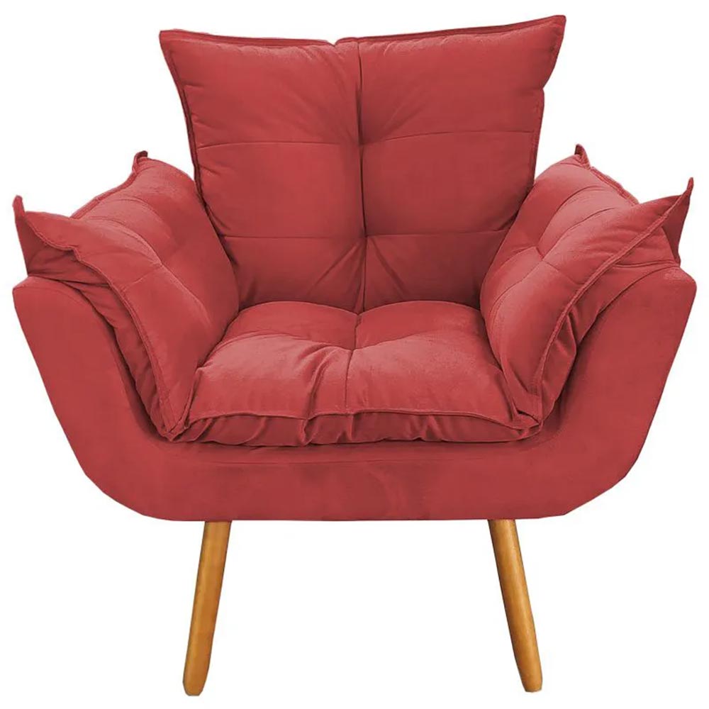 Poltrona Decorativa Opala Deluxe Suede Vermelho - Shop da Mobilia