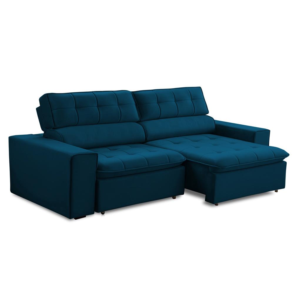 Sofa 2 Lugares Retratil Reclinavel Atenas 1,60 M Suede Azul Marinho