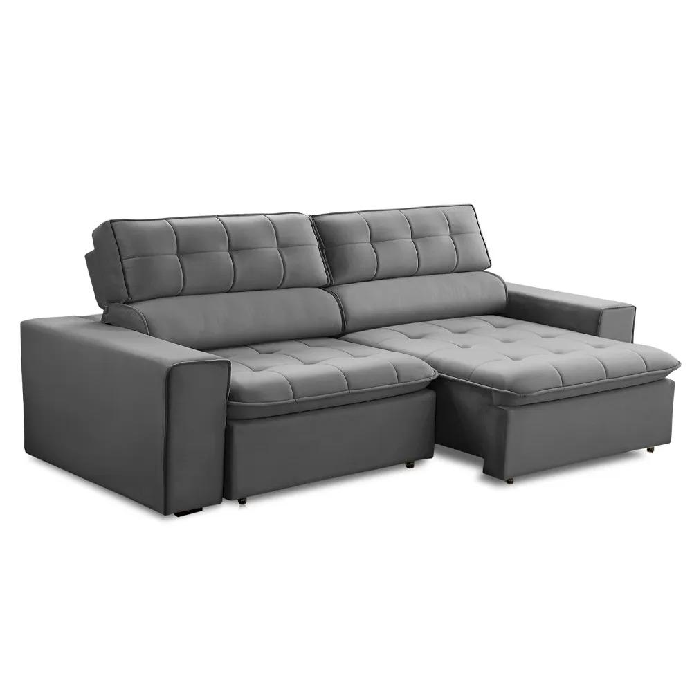 Sofa 2 Lugares Retratil Reclinavel Atenas 1,60 M Suede Cinza
