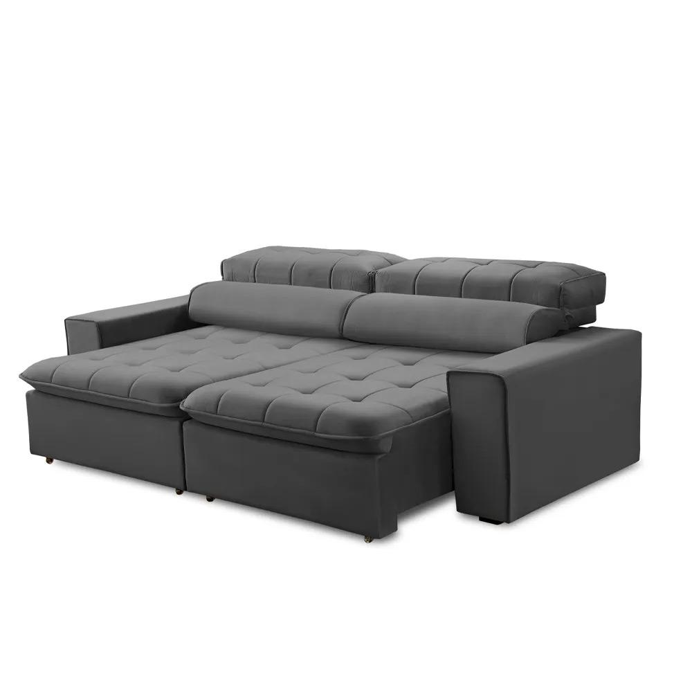 Sofa 2 Lugares Retratil Reclinavel Atenas 1,60 M Suede Cinza