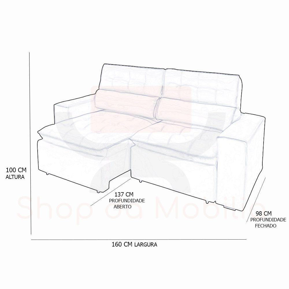 Sofa 2 Lugares Retratil Reclinavel Atenas 1,60 M Suede Cinza