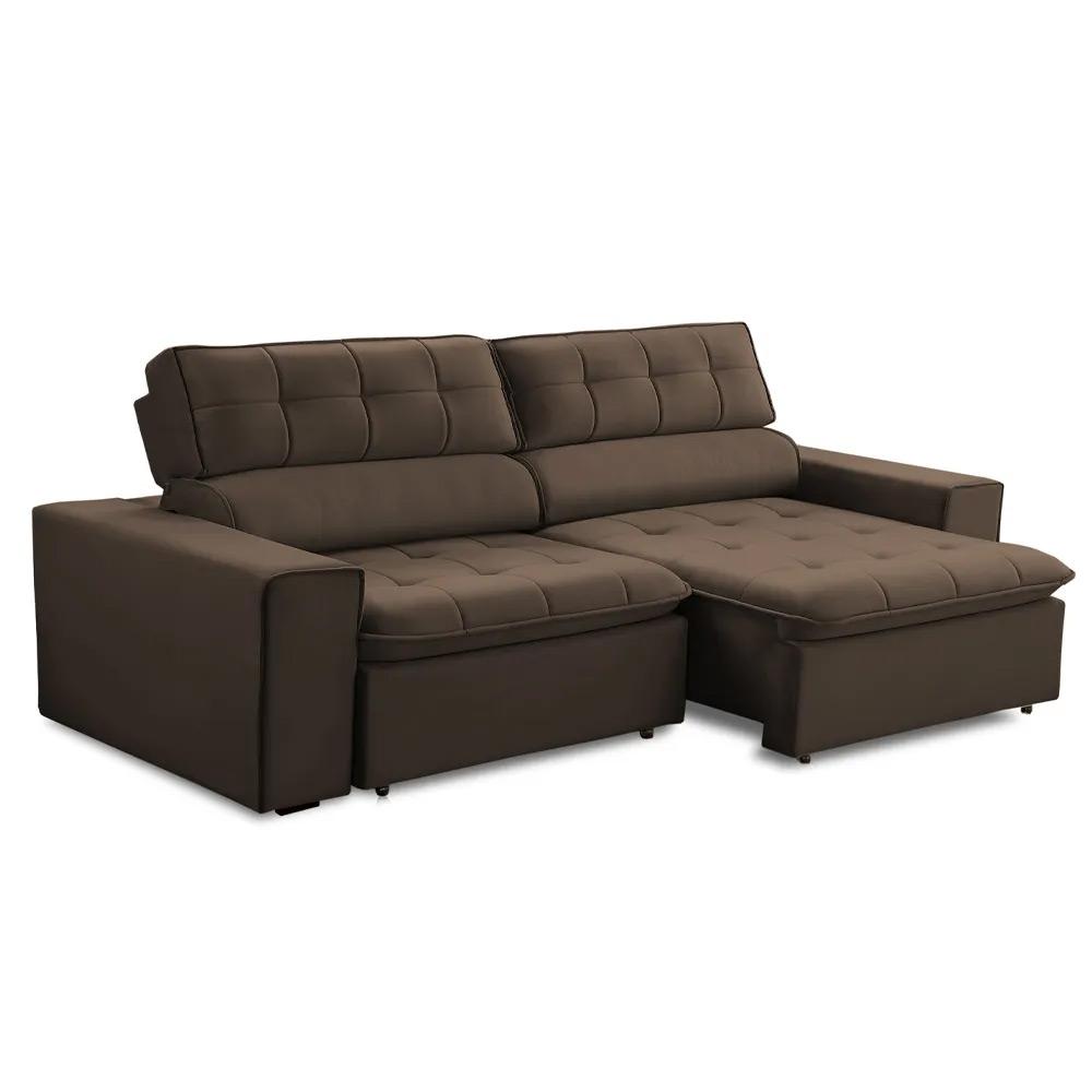 Sofa 2 Lugares Retratil Reclinavel Atenas 1,60 M Suede Marrom
