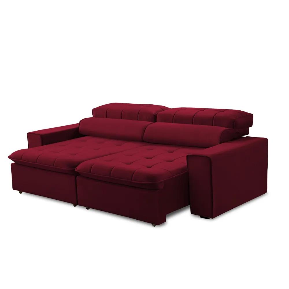 Sofa 2 Lugares Retratil Reclinavel Atenas 1,60 M Suede Vermelho