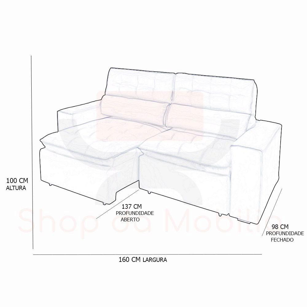 Sofa 2 Lugares Retratil Reclinavel Atenas 2,10 M Suede Preto