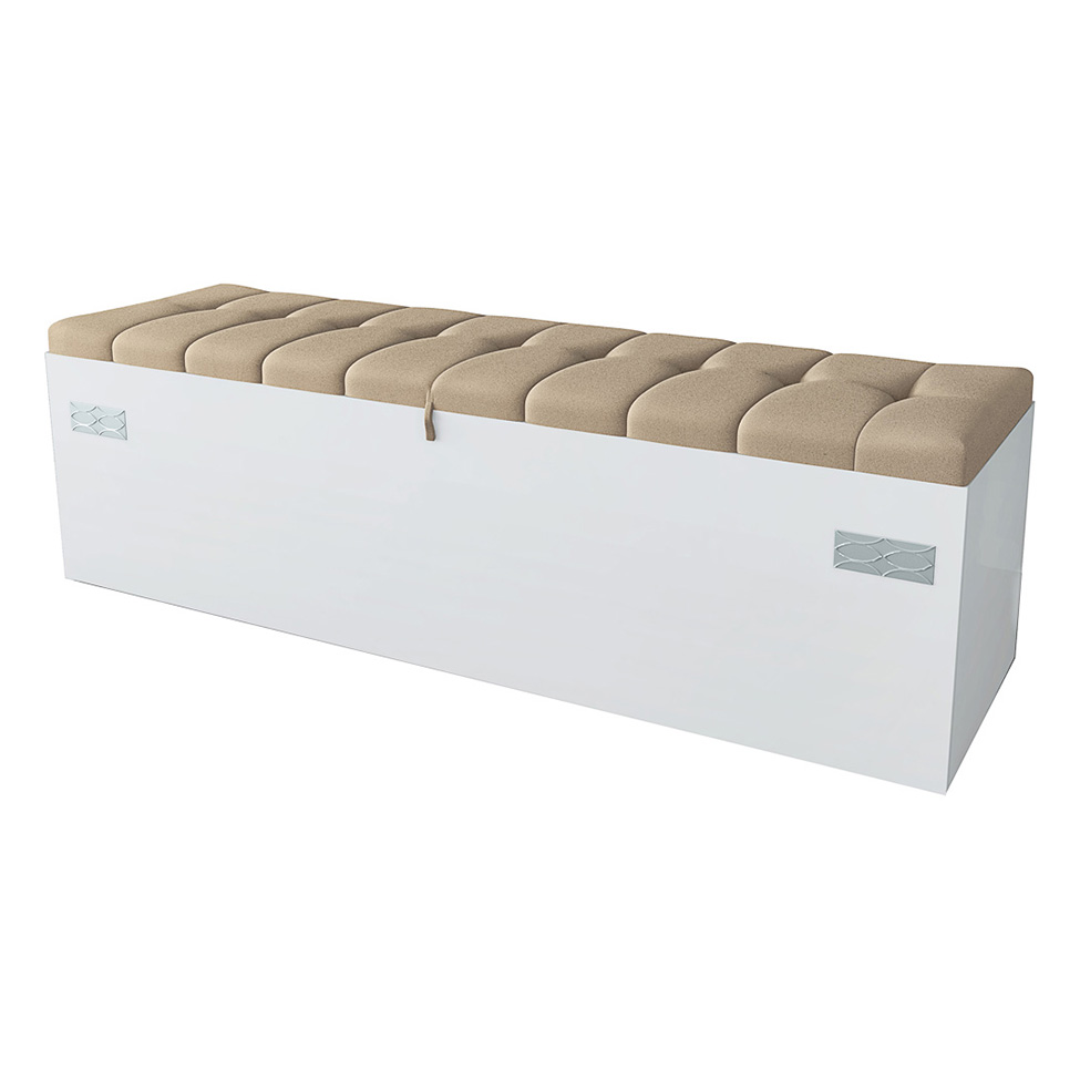 Baú com Assento Nobuck 160 Branco & Bege Simbal
