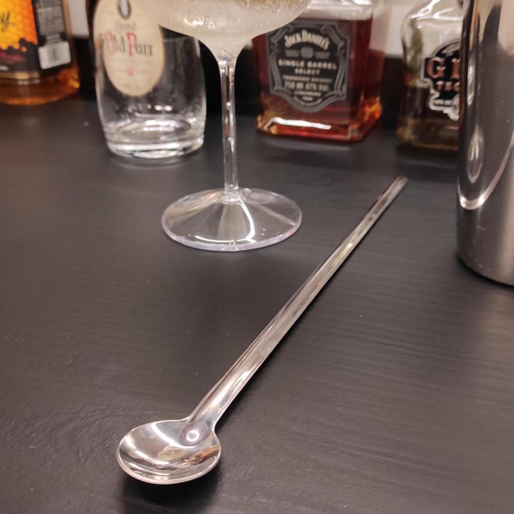 12 Colheres Longas Bailarina Inox para Mexer Suco Barman Drinks 30cm Simonaggio