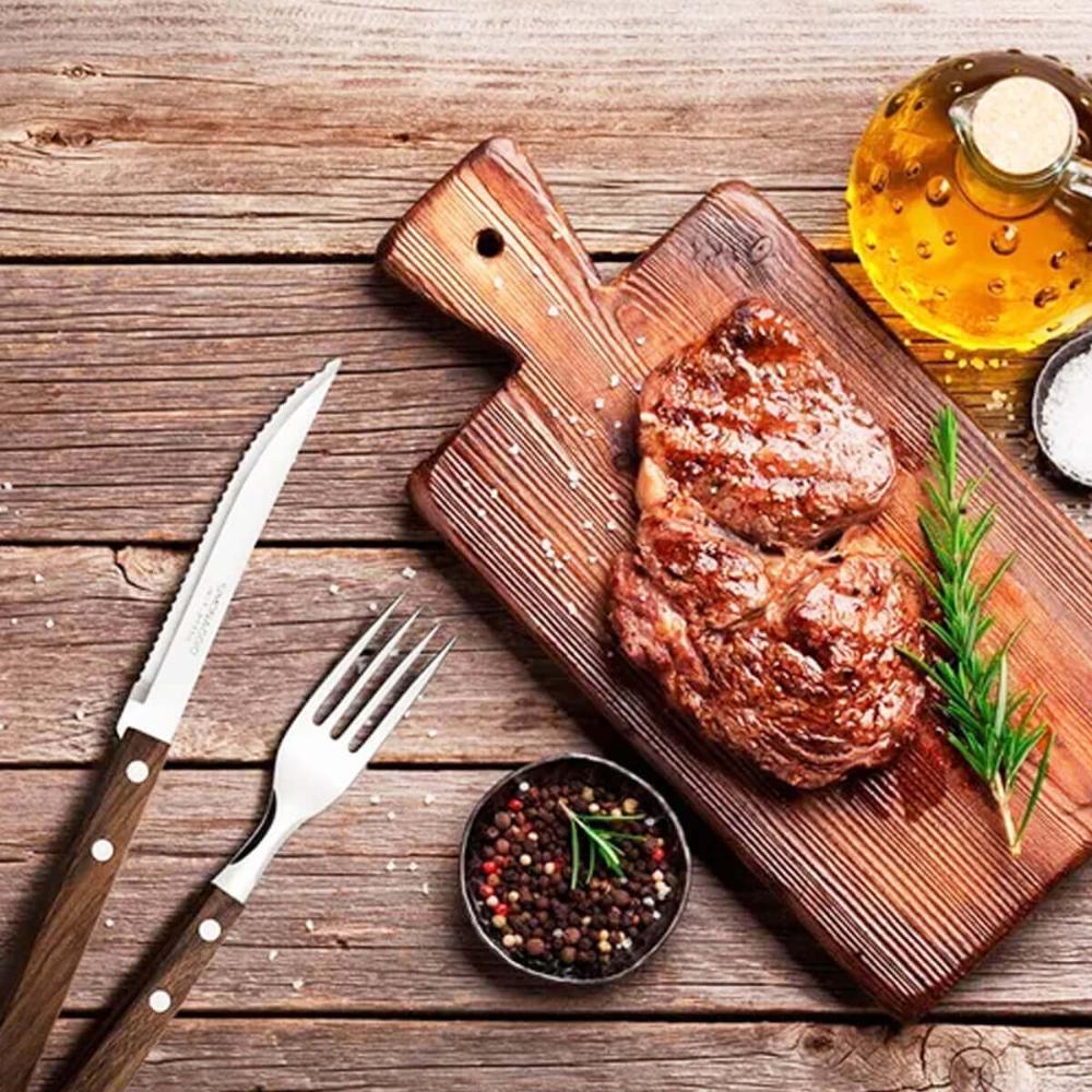 Jogo de Talheres Cucina Mia Cabo de Madeira 24pçs Faqueiro Simonaggio