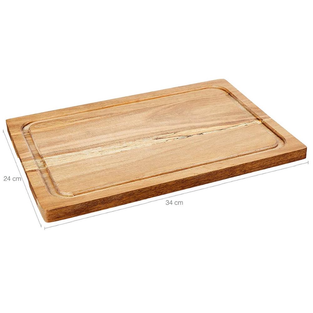 Tábua de Madeira para Carne Churrasco Tabuleiro de Corte para Cozinha 24x34cm Simonaggio