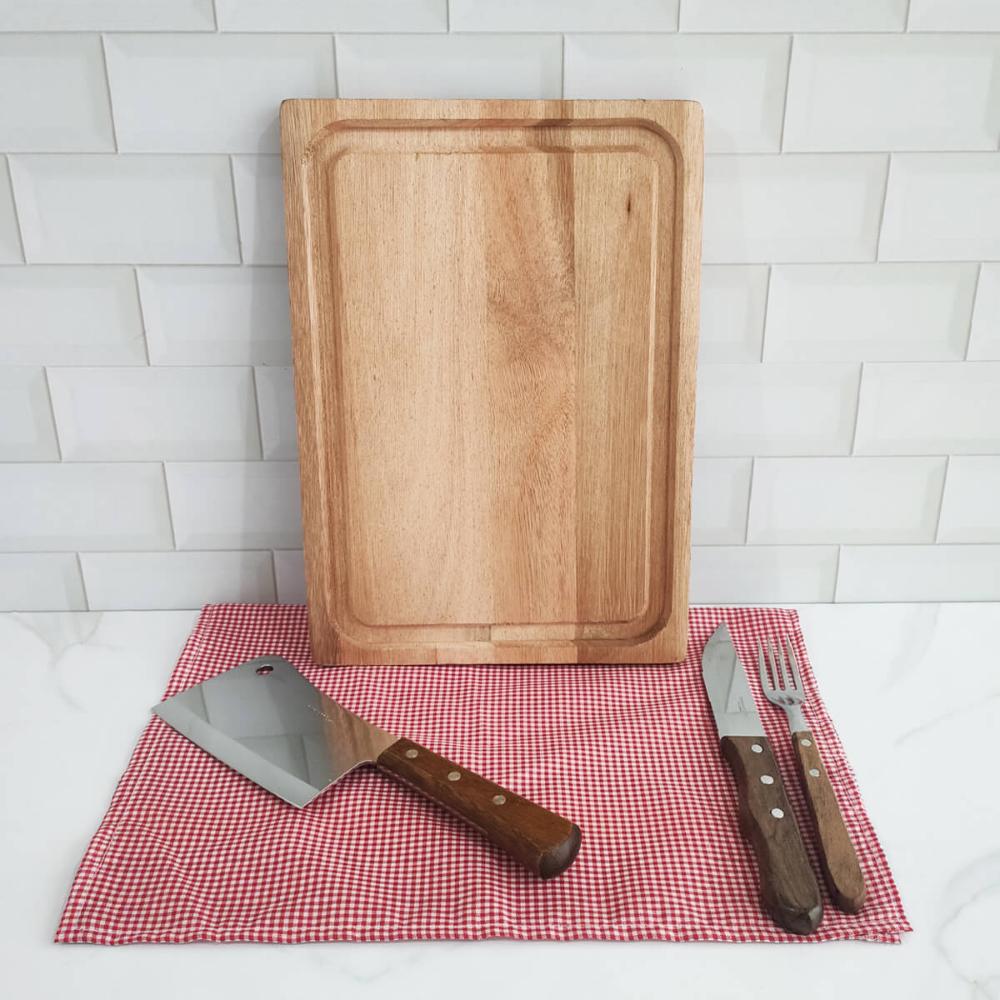 Tábua de Madeira para Carne Churrasco Tabuleiro de Corte para Cozinha 24x34cm Simonaggio