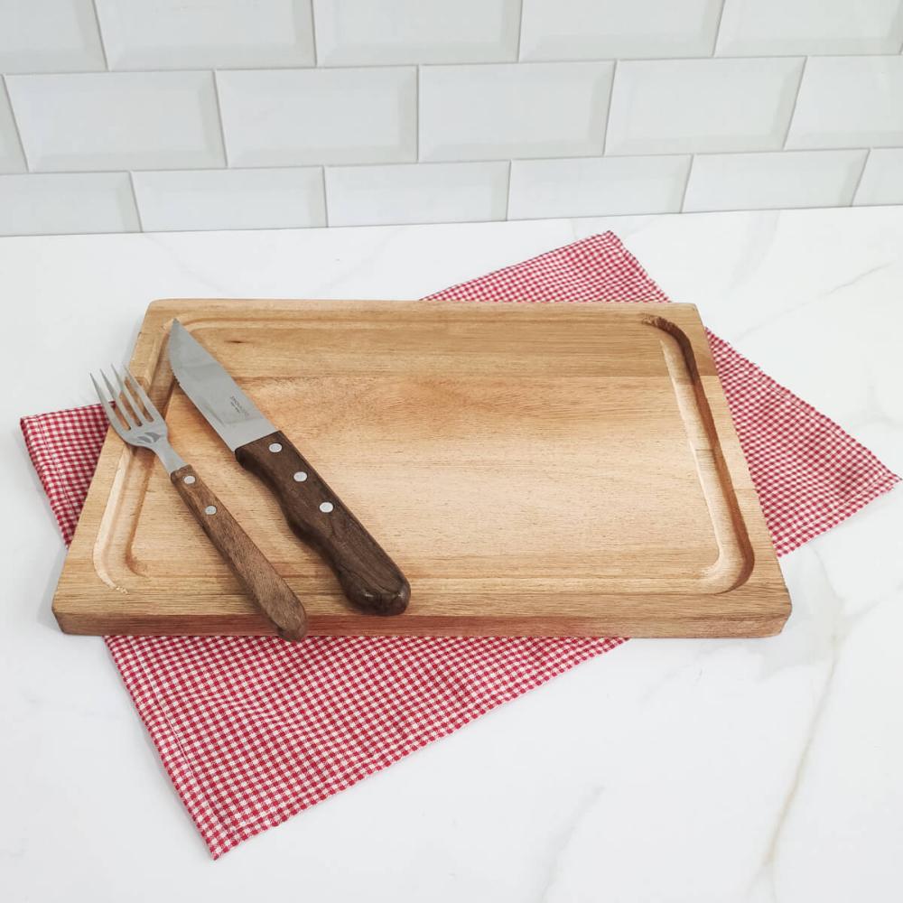 Tábua de Madeira para Carne Churrasco Tabuleiro de Corte para Cozinha 24x34cm Simonaggio
