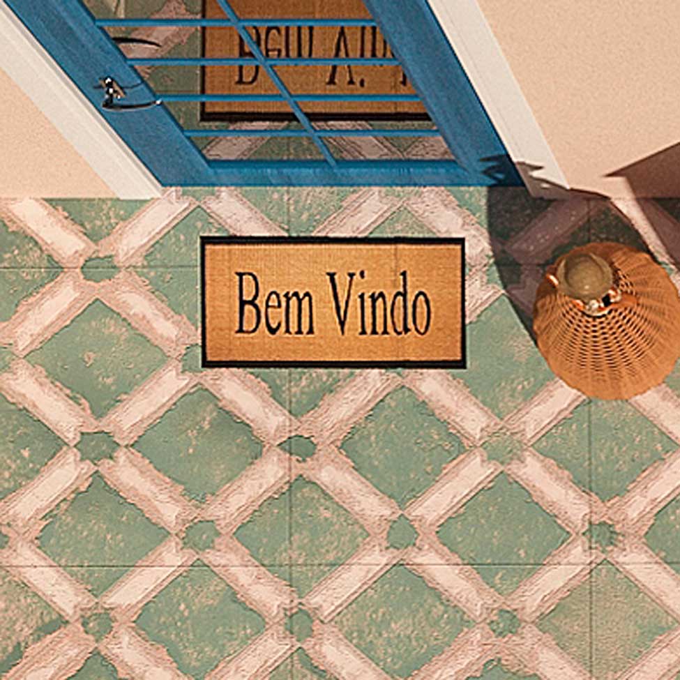 Capacho Riacho Bem Vindo 30x60 cm Natural e Preto Apaeb