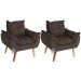 Kit 02 Poltrona Decorativa Confortável Opala Marrom com fibra de silicone e pés quadrado SMF DECOR