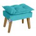 Kit 02 Poltrona Decorativa e Puff Opala Azul Turguesa com fibra de silicone e pés quadrado SMF DECOR